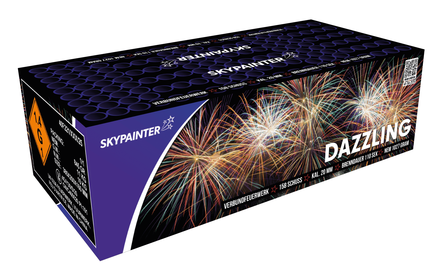 Sky Painter Dazzling 158 Schuss Verbundfeuerwerk